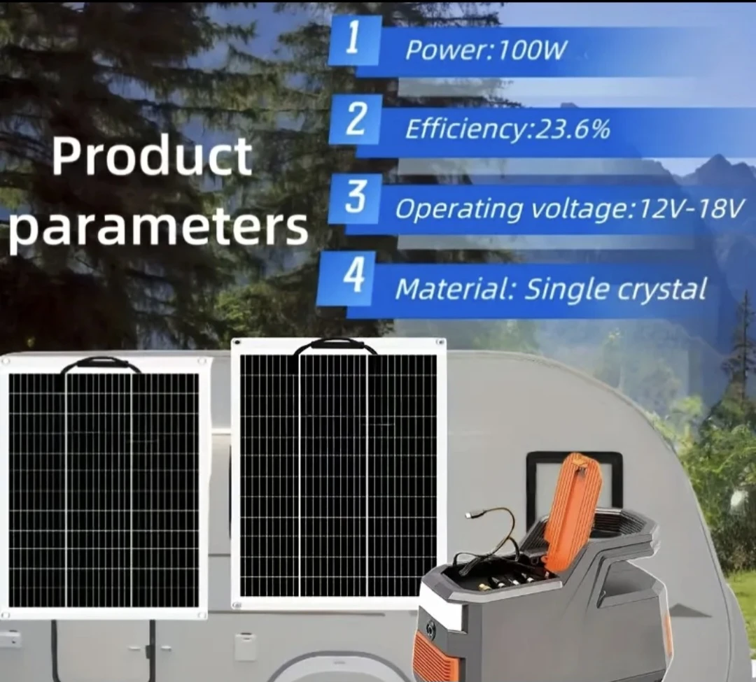 100W Flexible Solar Panel Kit with Charge Controller and Cables - photo 4