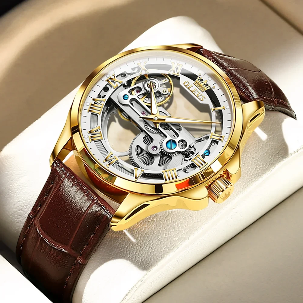 OLEVS Men's Automatic Skeleton Watch
