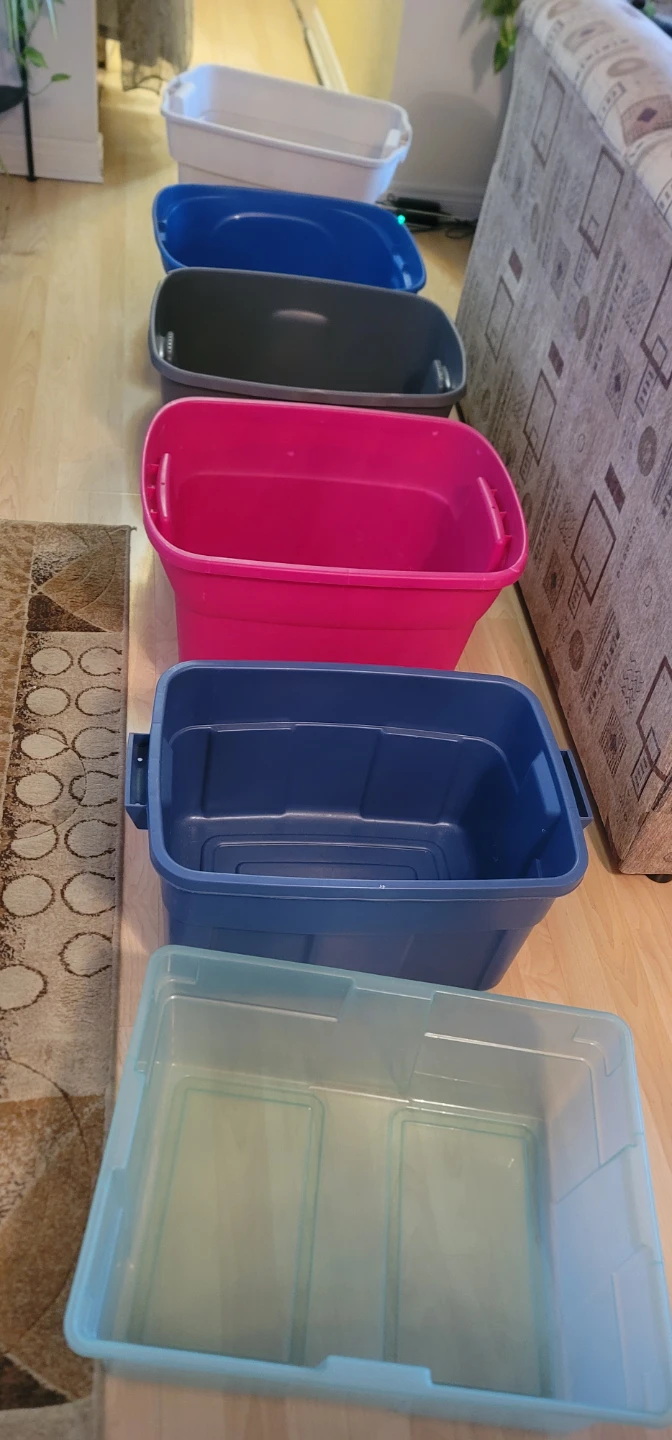 Assorted Plastic Storage Bins