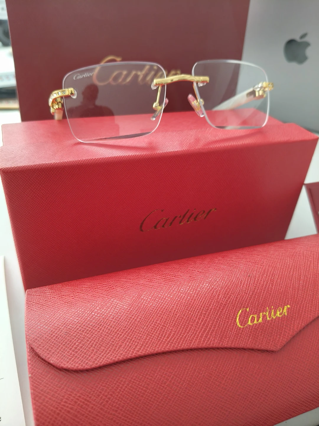 Cartier Rimless Eyeglasses with Gold Detailing