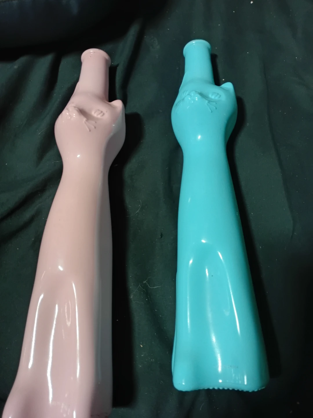 Pink and Teal Cat Shaped Water Bottle Set