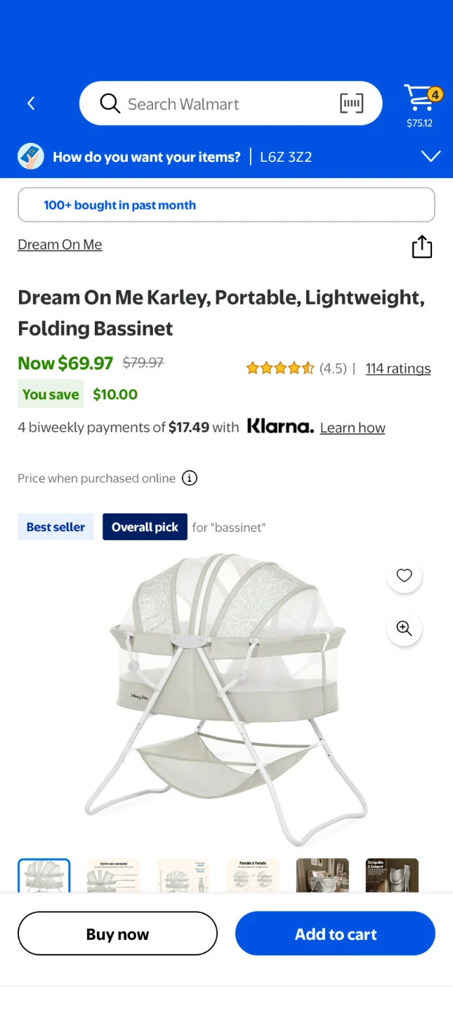 Dream On Me Karley Portable Folding Bassinet