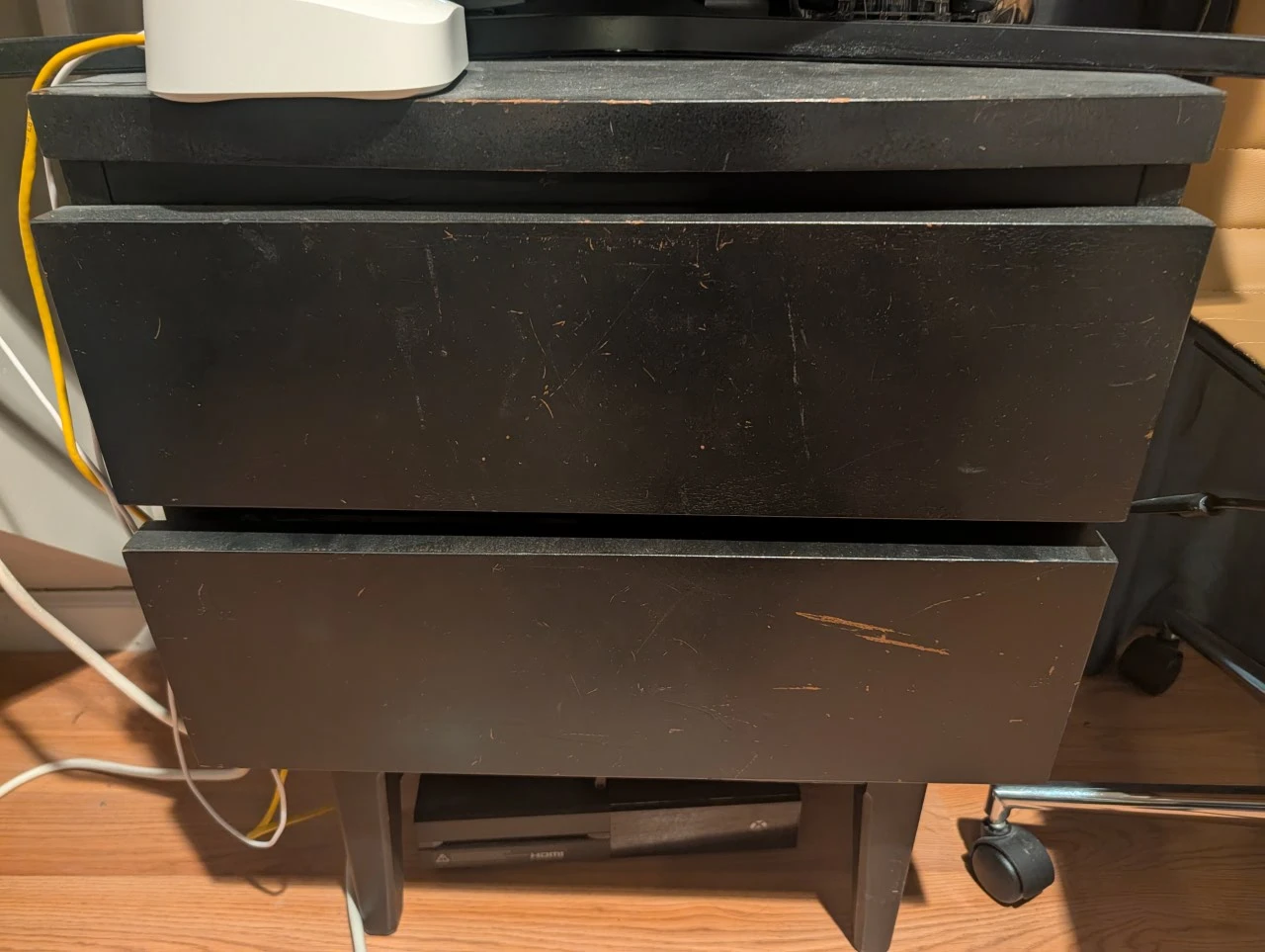 Black 2-Drawer Nightstand
