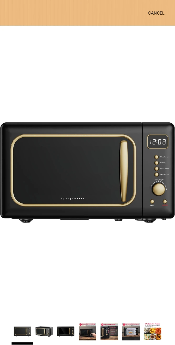 FRIGIDAIRE EMW788RETRO 0.7 cu. ft. Retro Microwave, Black-Gold