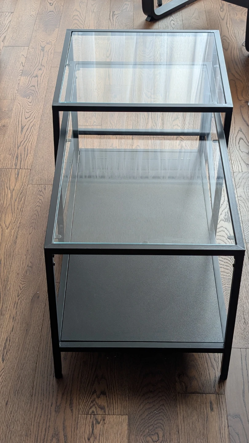IKEA VITTSJÖ Nesting Coffee Tables, Set of 2, Black-Brown/Glass