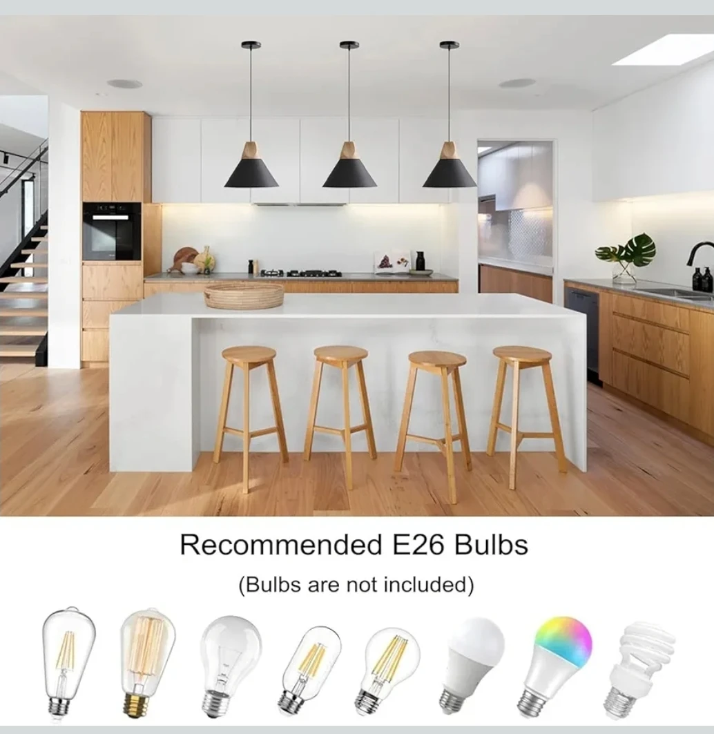 Modern Pendant Light, Black Wood Hanging Lamp - photo 4