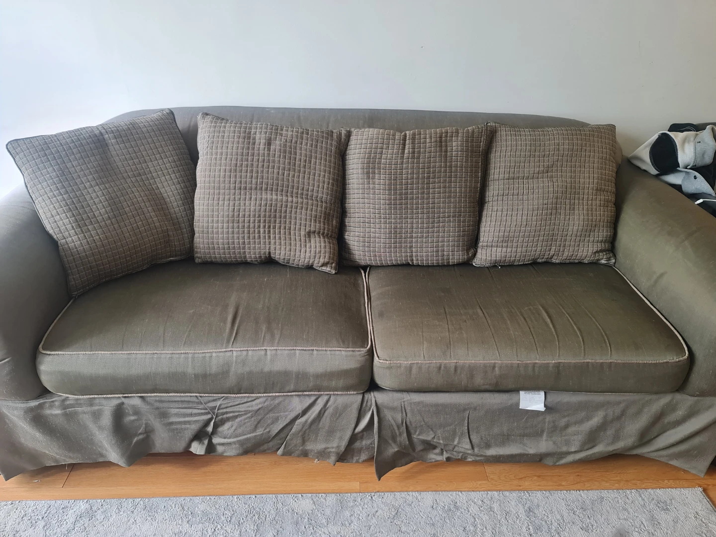 Green Sofa with Decorative Pillows