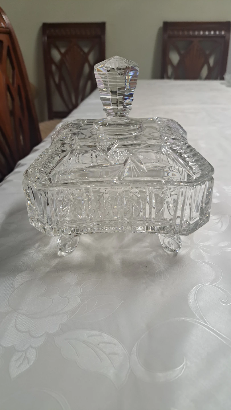 Large Crystal Candy Dish with Lid