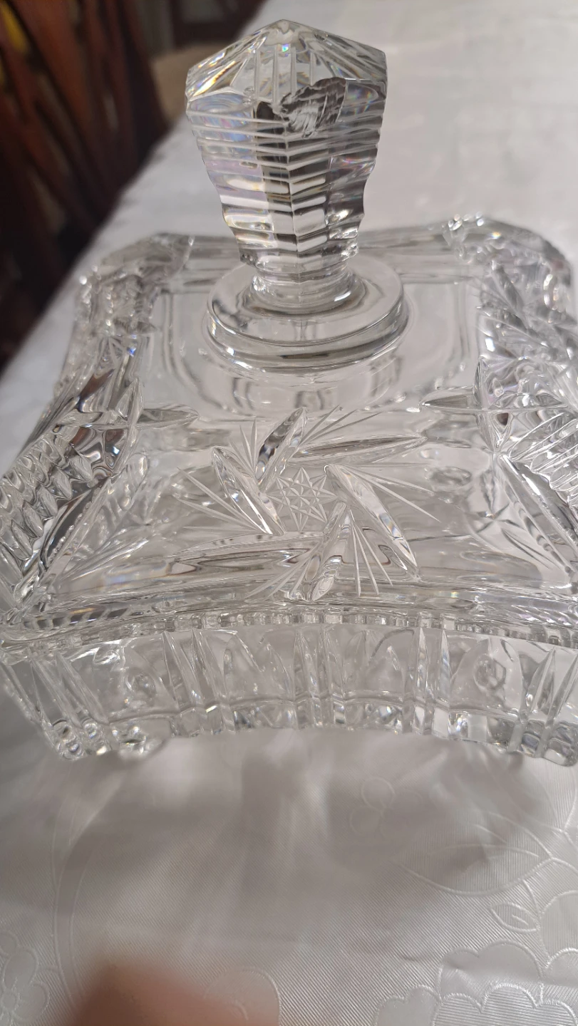 Large Crystal Candy Dish with Lid - photo 2