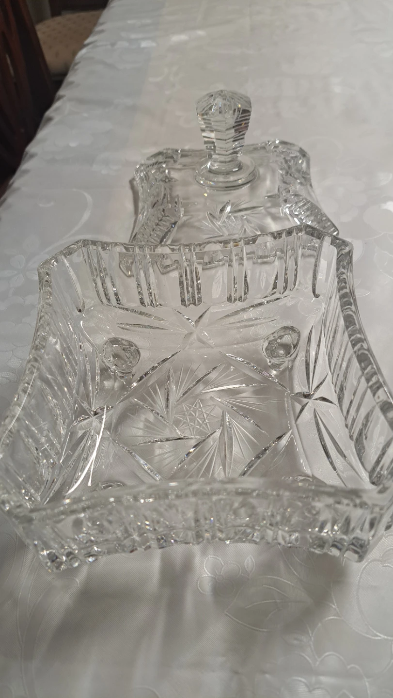 Large Crystal Candy Dish with Lid - photo 3