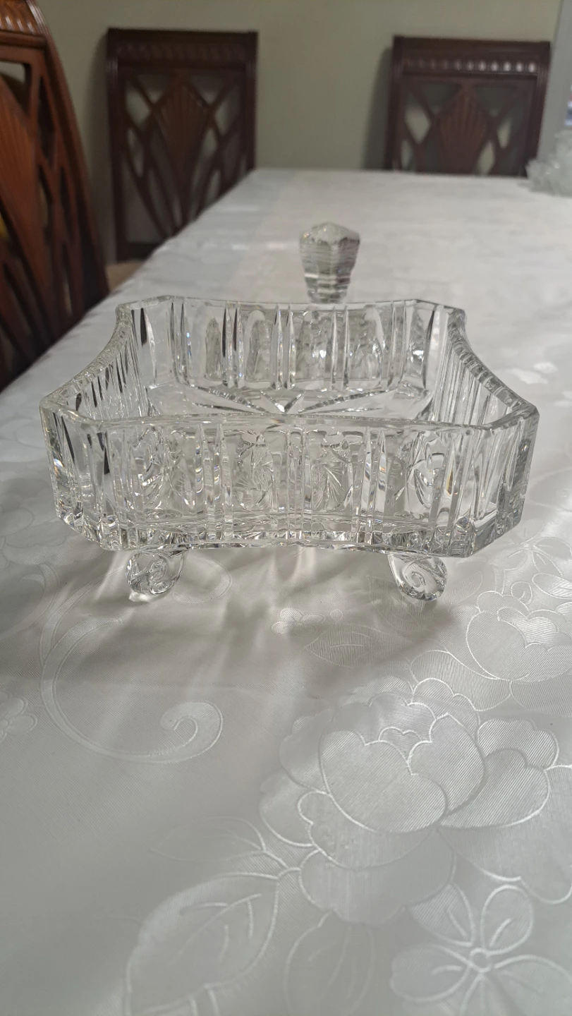 Large Crystal Candy Dish with Lid - photo 4