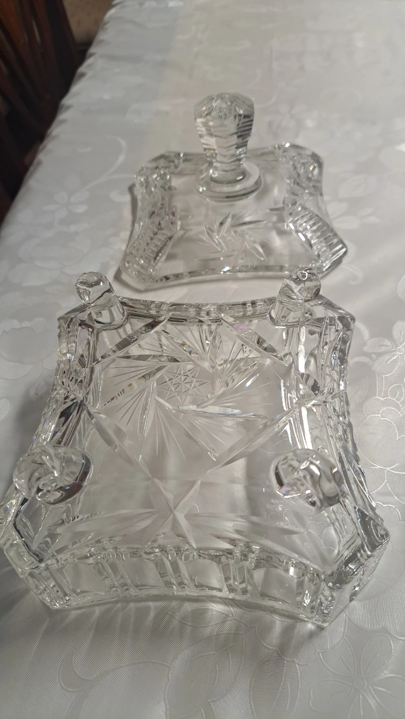 Large Crystal Candy Dish with Lid - photo 5