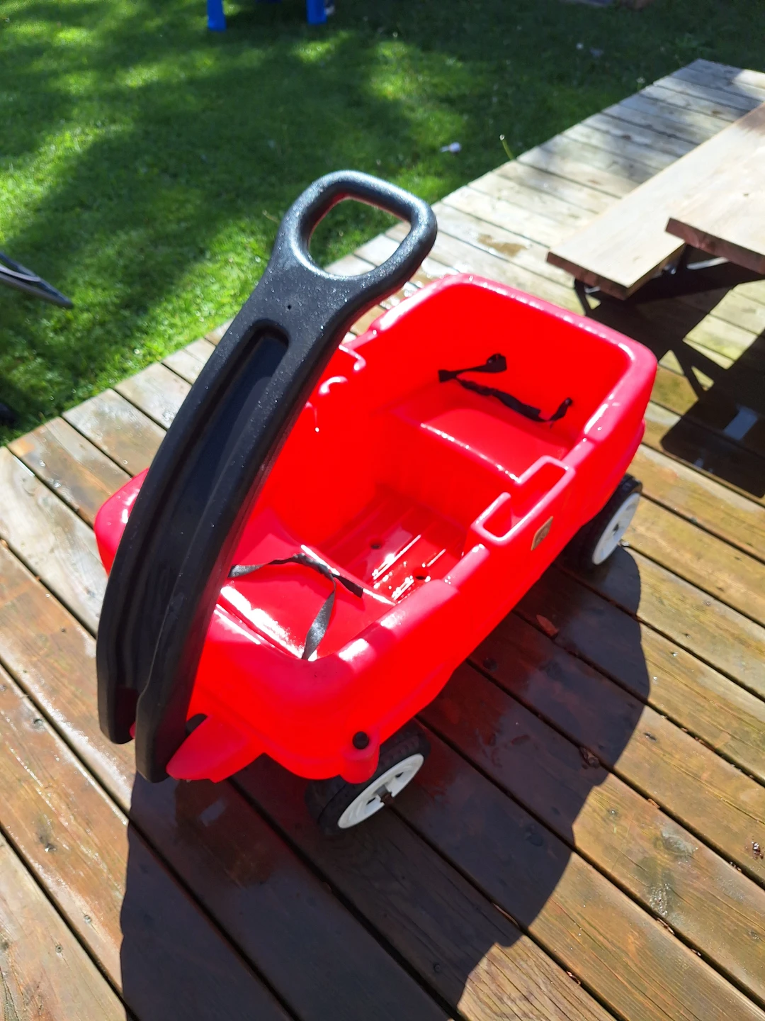 Red Wagon with Handle and Seatbelts