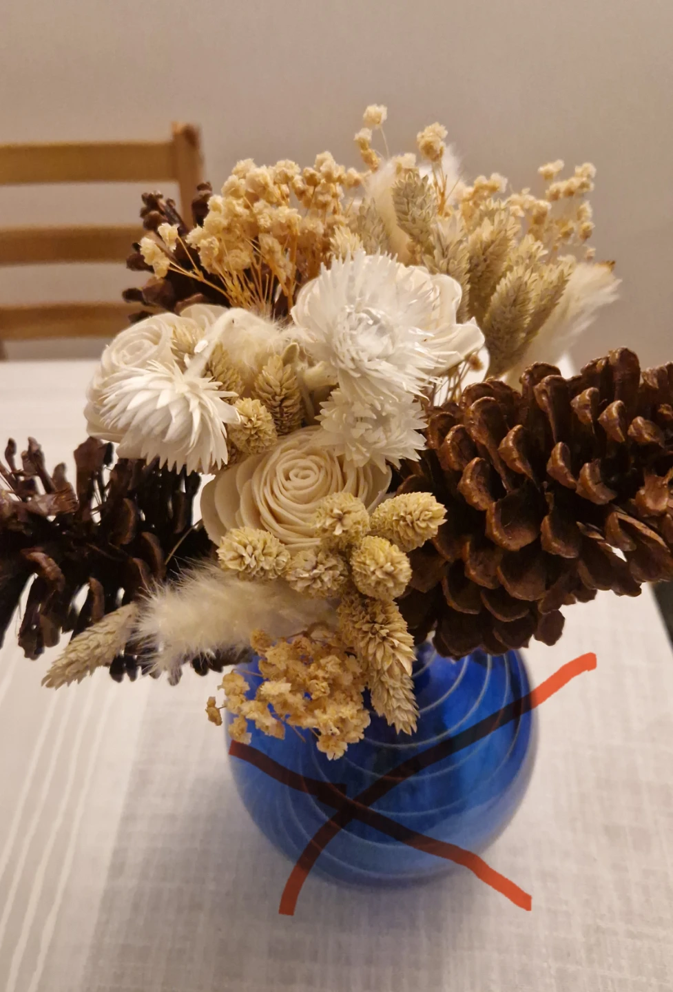Dried Flower Arrangement with Pinecones