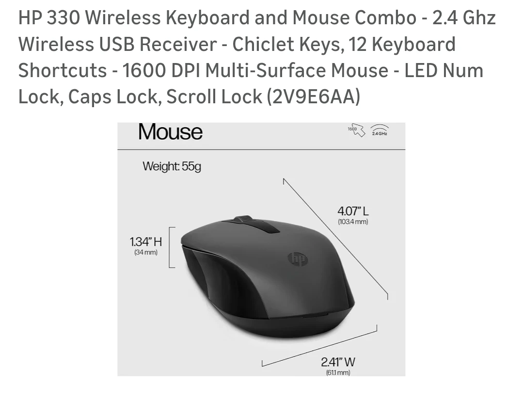 HP 330 Wireless Keyboard and Mouse Combo - photo 3