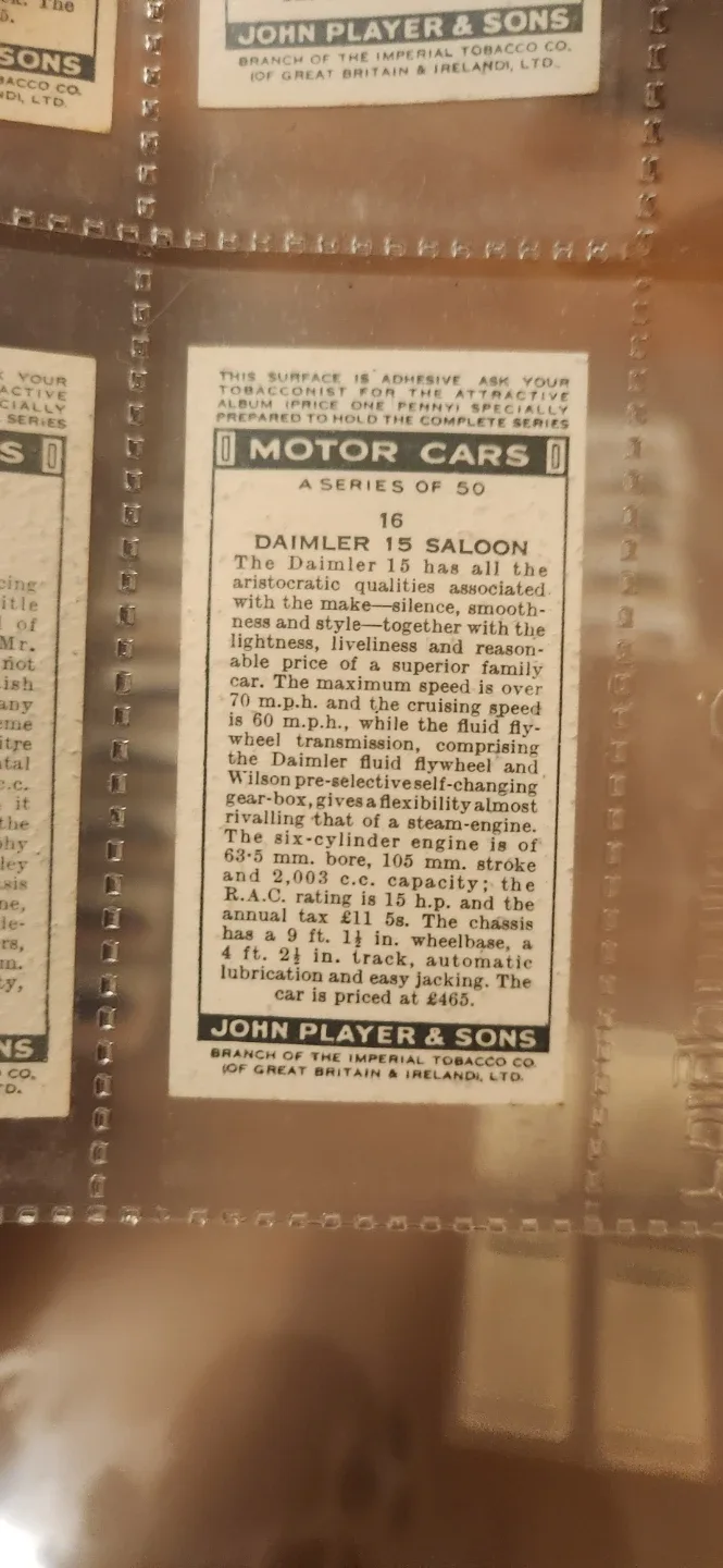 1930s John Player & Sons Motor Cars Cigarette Cards - photo 2
