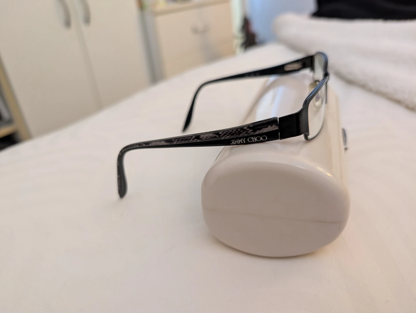 Jimmy Choo Black Rectangle Eyeglasses with Case