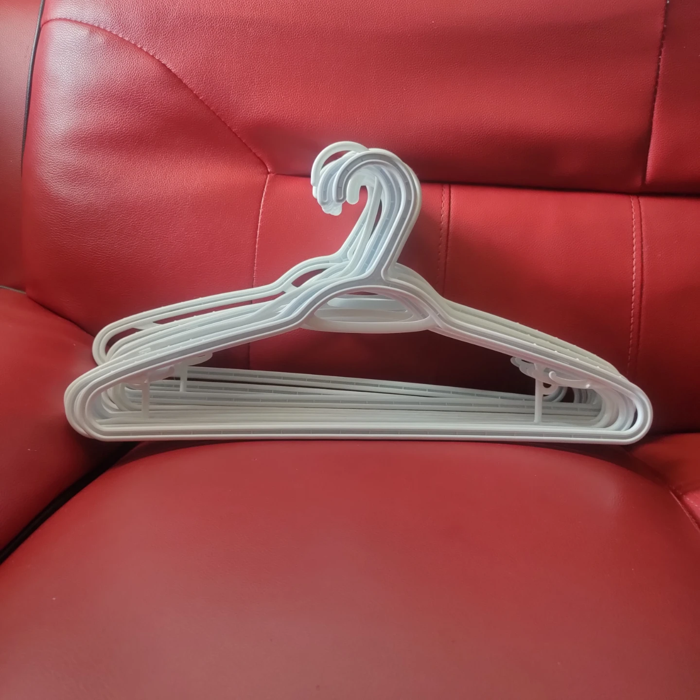 Bundle of 15 White Plastic Clothes Hangers