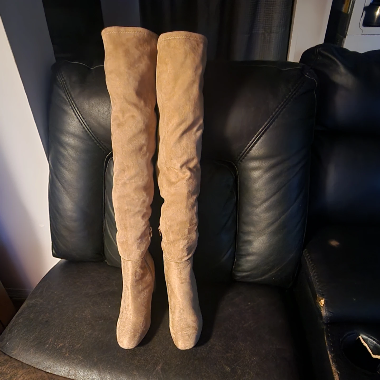 Taupe Suede Over-the-Knee Boots