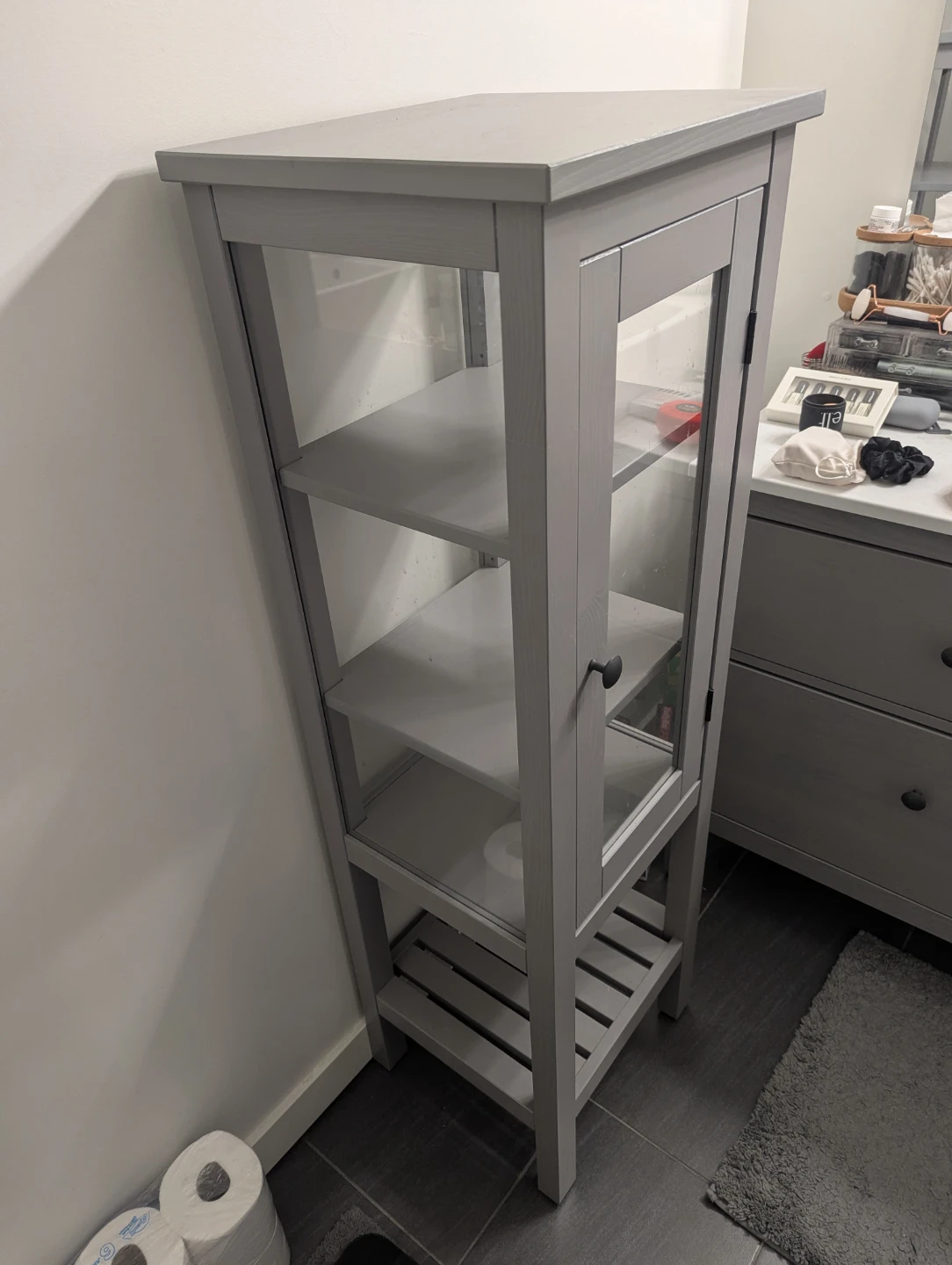 Grey Storage Cabinet with Glass Door - photo 2