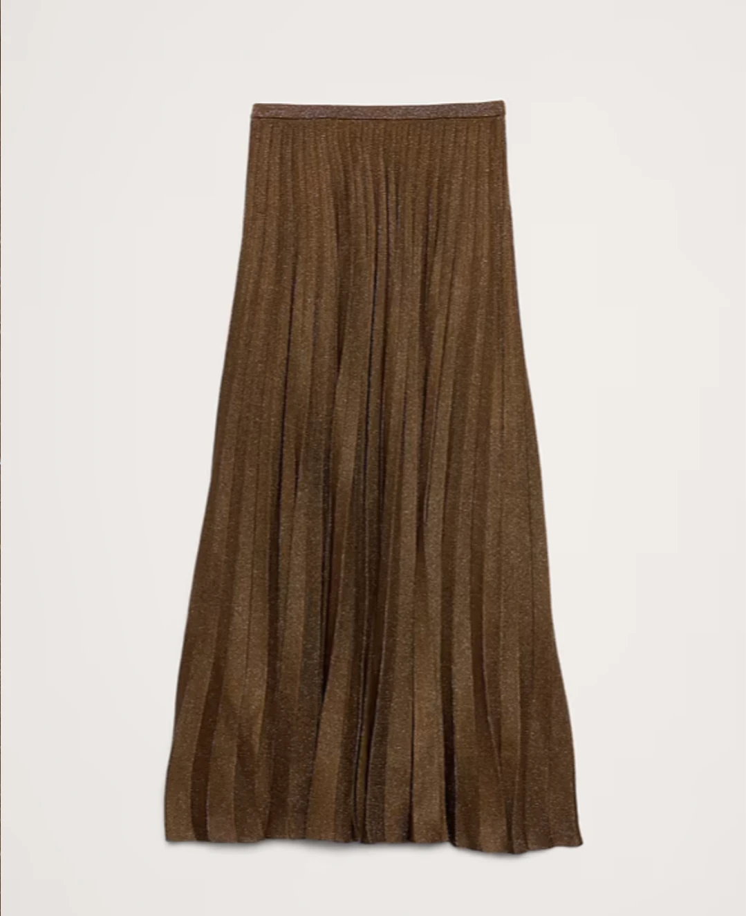 Brown Pleated Midi Skirt