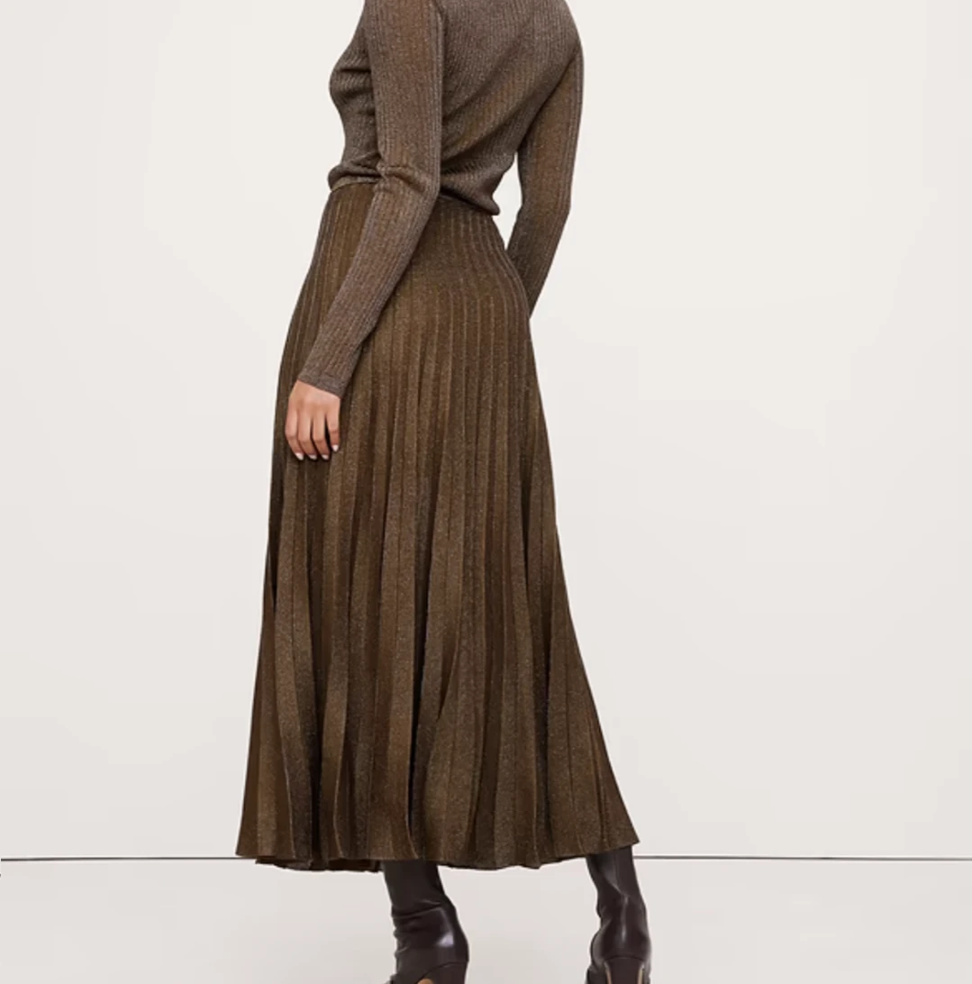Brown Pleated Midi Skirt - photo 2