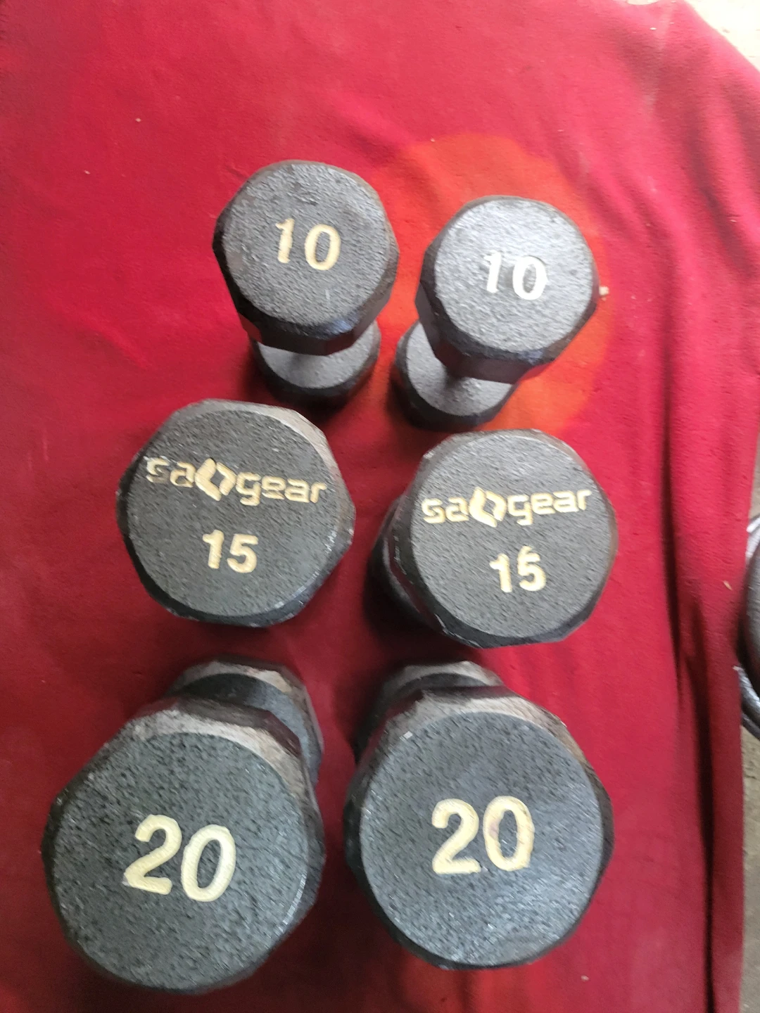SET OF 10s. 15s. 20s   HEXHEAD DUMBBELLS TOTAL 90LBs