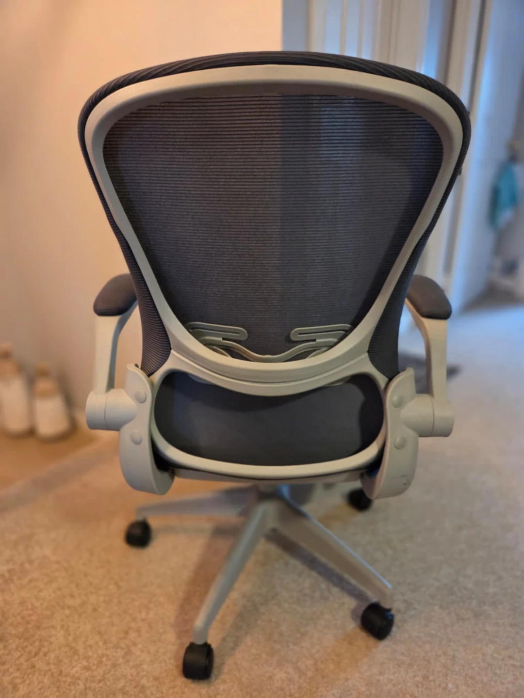 Grey Mesh Office Chair with Flip-Up Arms - photo 2