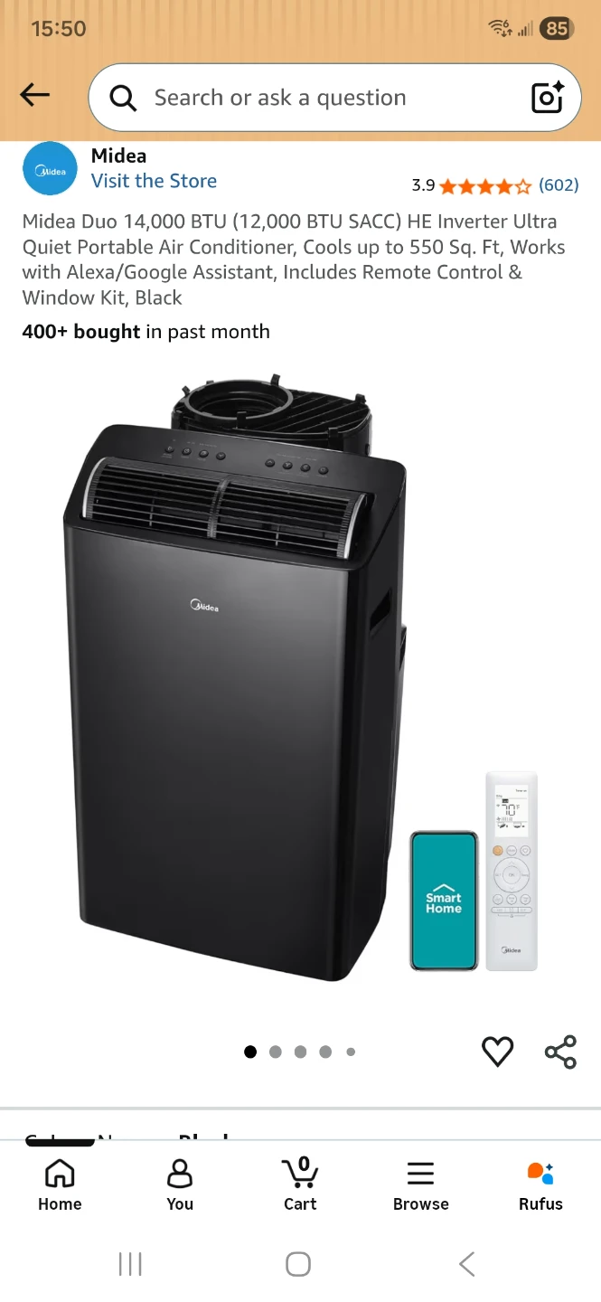 Midea Duo 14,000 BTU Portable Air Conditioner - Black