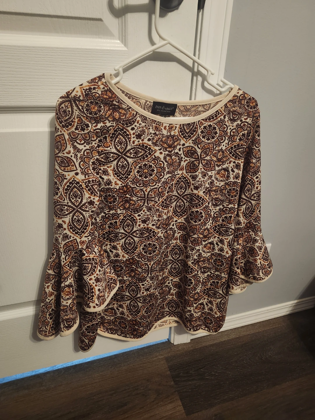 Paisley Print Bell Sleeve Top