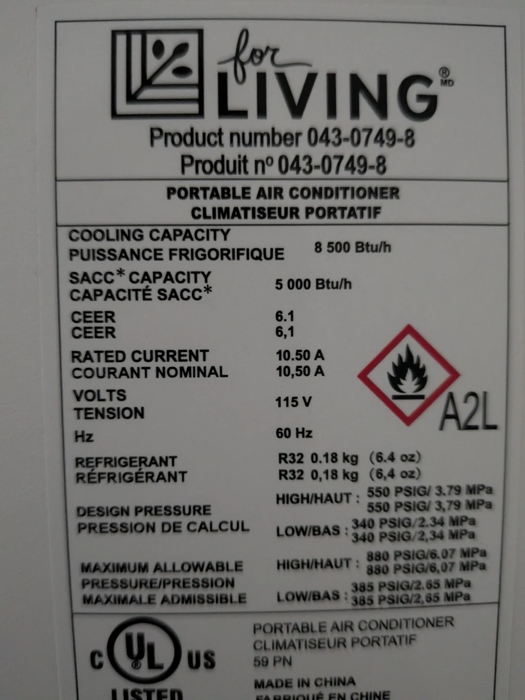 For Living Portable Air Conditioner 8500 BTU - photo 5