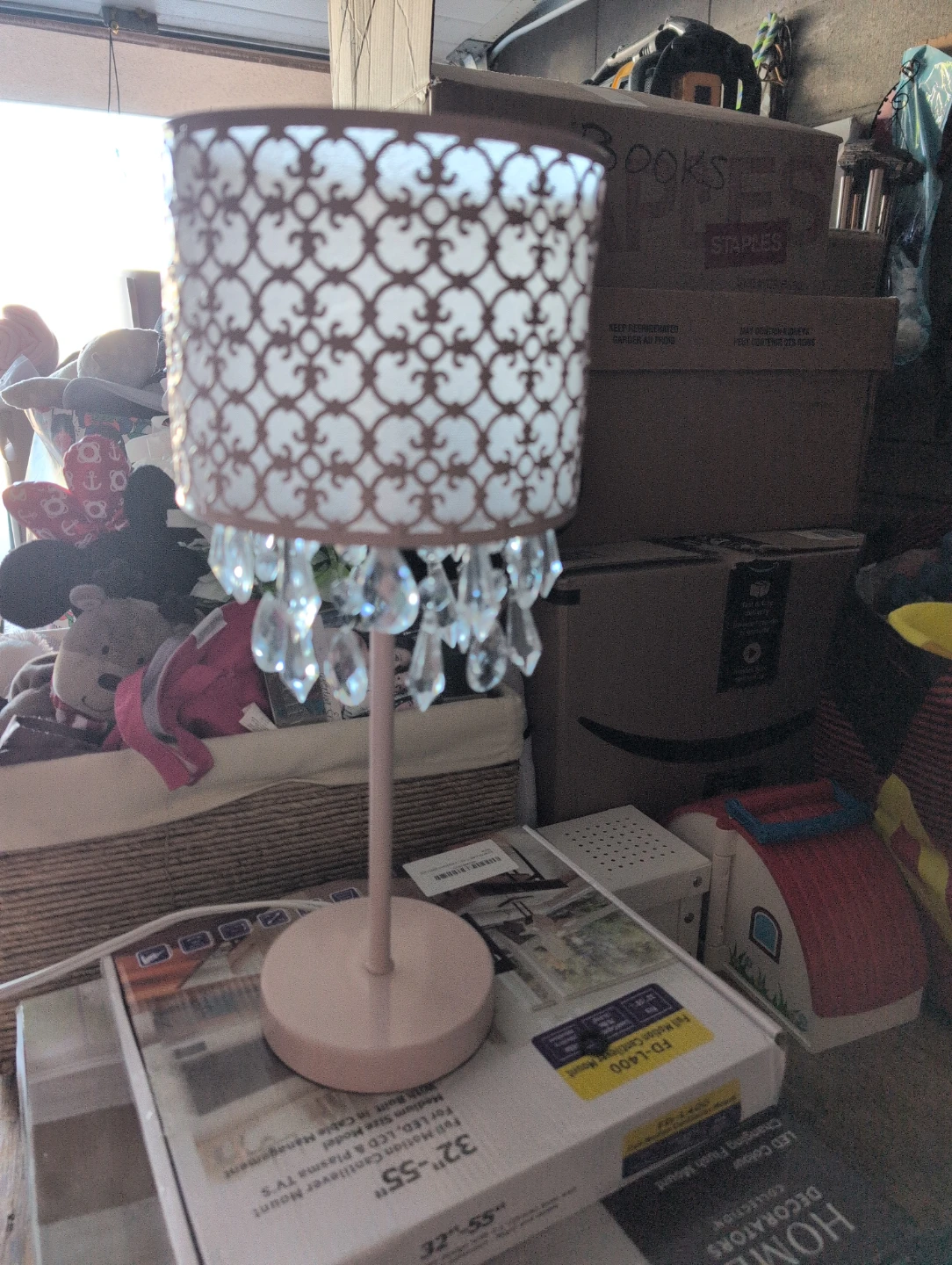 Pink Crystal Chandelier Table Lamp