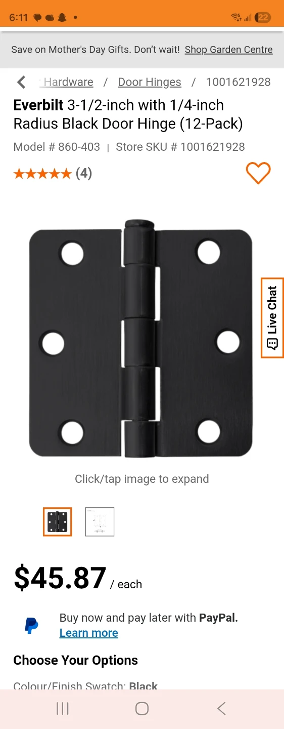Everbilt 3-1/2" Radius Door Hinges - Black (12-Pack) - photo 2