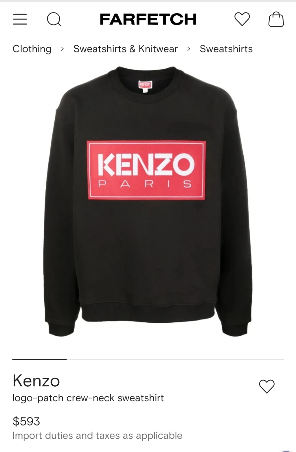 Kenzo Paris Logo Patch Crewneck Sweatshirt