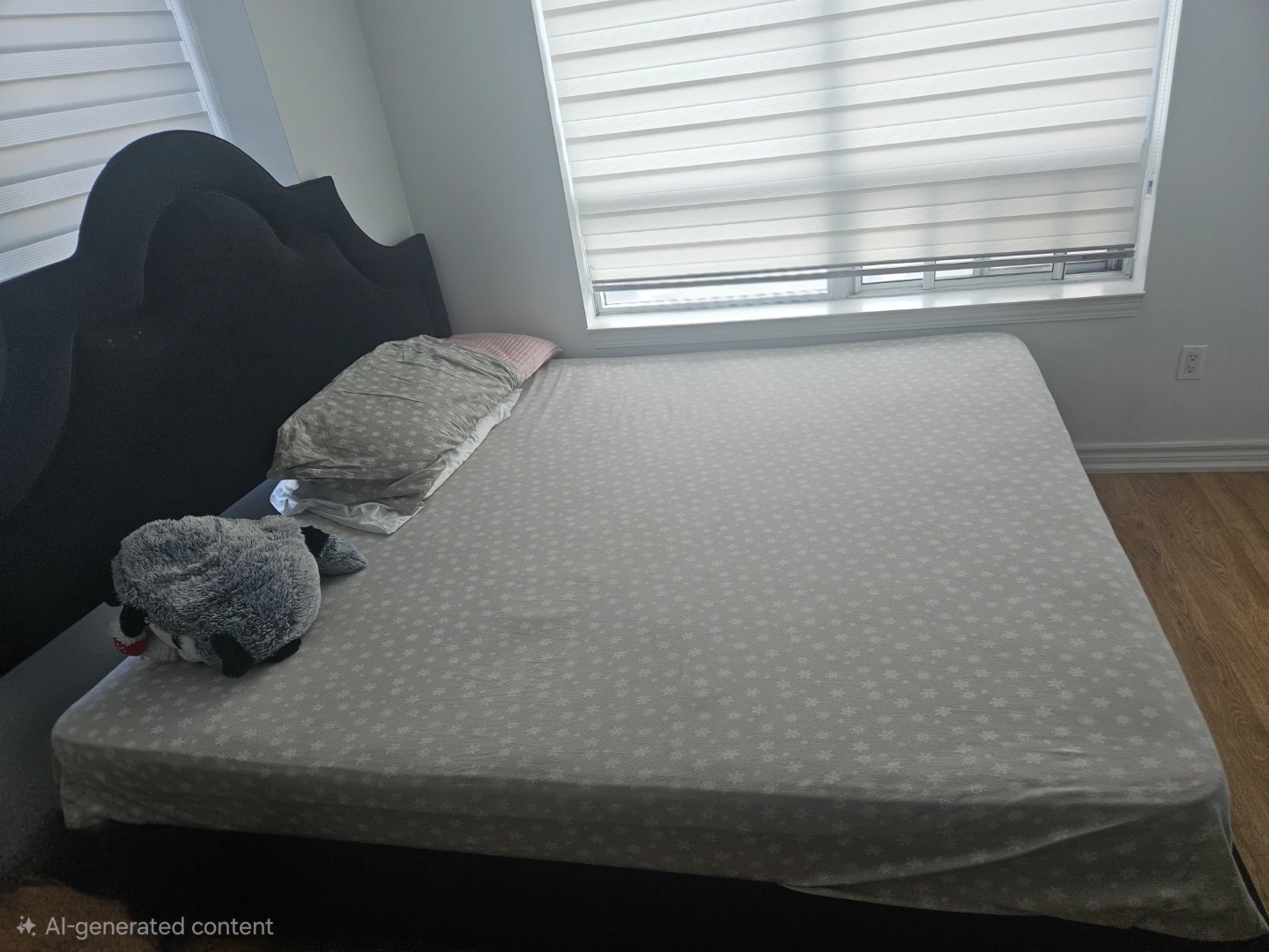 Black Velvet Headboard Bed Frame + king size mattress - photo 2
