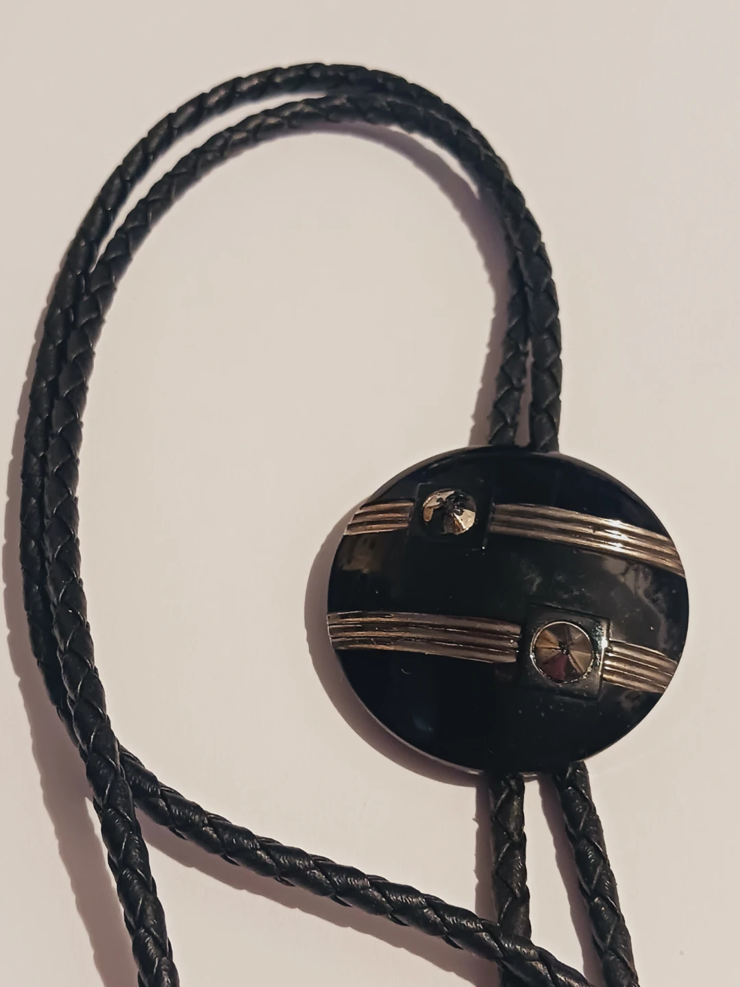 Black Enamel  Bolo Tie with Silver Accents - photo 4