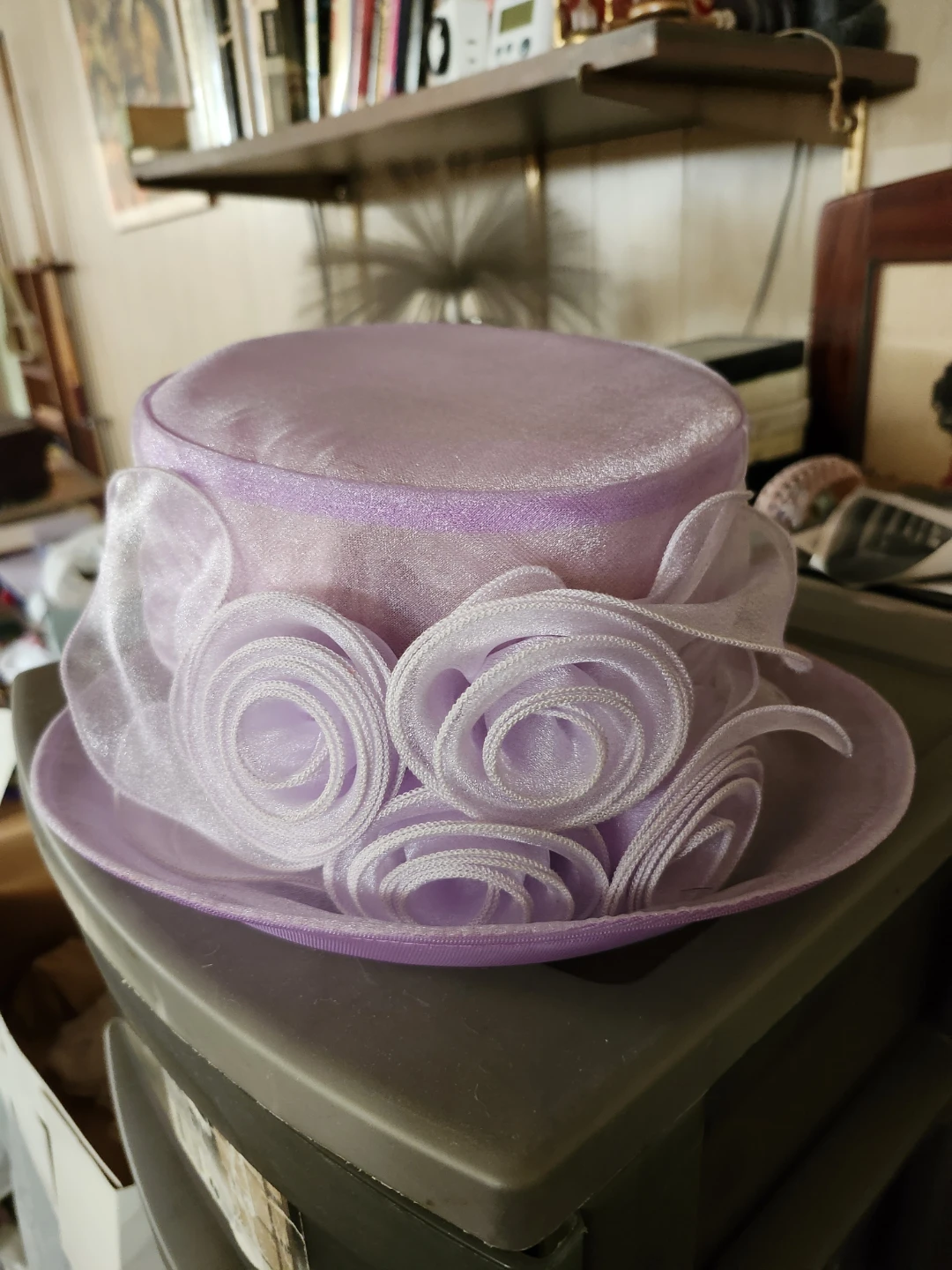 Lavender Fascinator Hat with Rosettes