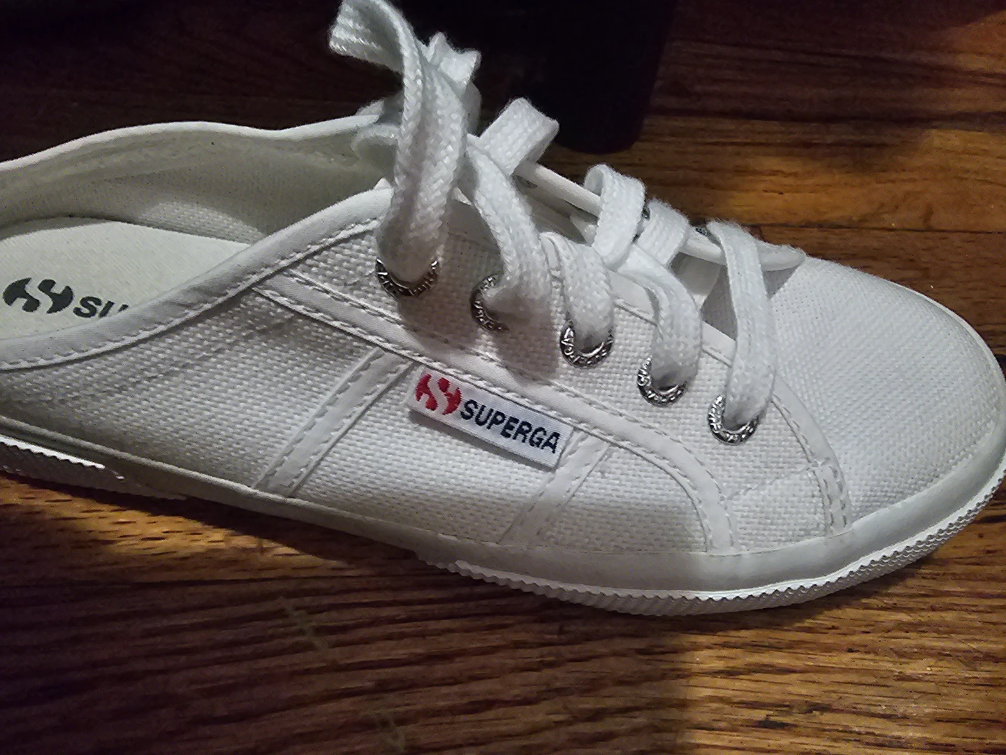 Superga White Canvas Mule Sneakers Size 38 - photo 2