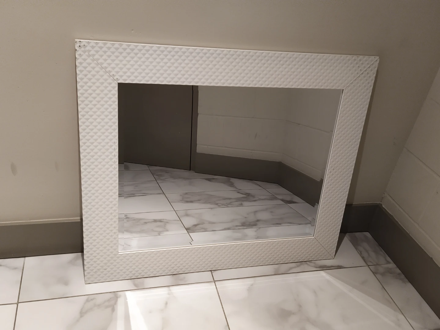 White Framed Mirror - photo 2