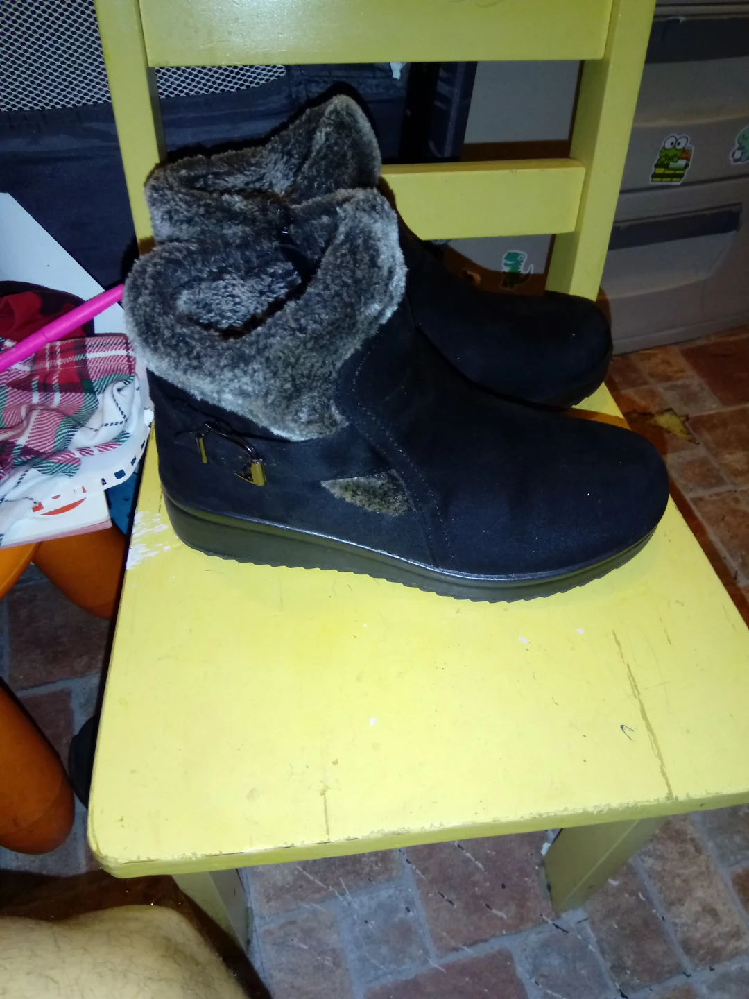 Black Faux Fur Lined Ankle Boots