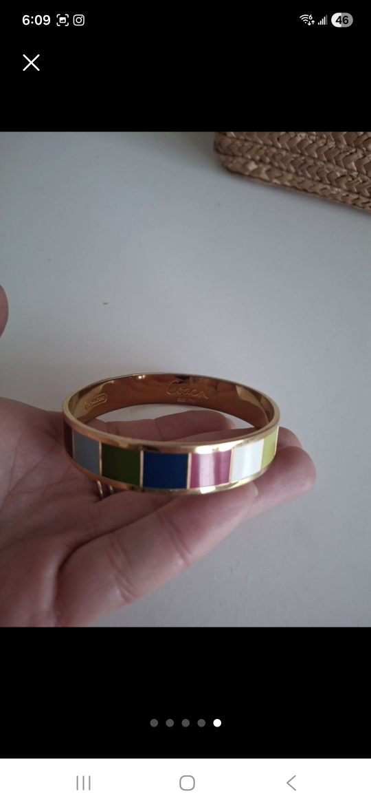 Coach Colour Block Bangle Bracelet Gold Tone - photo 4