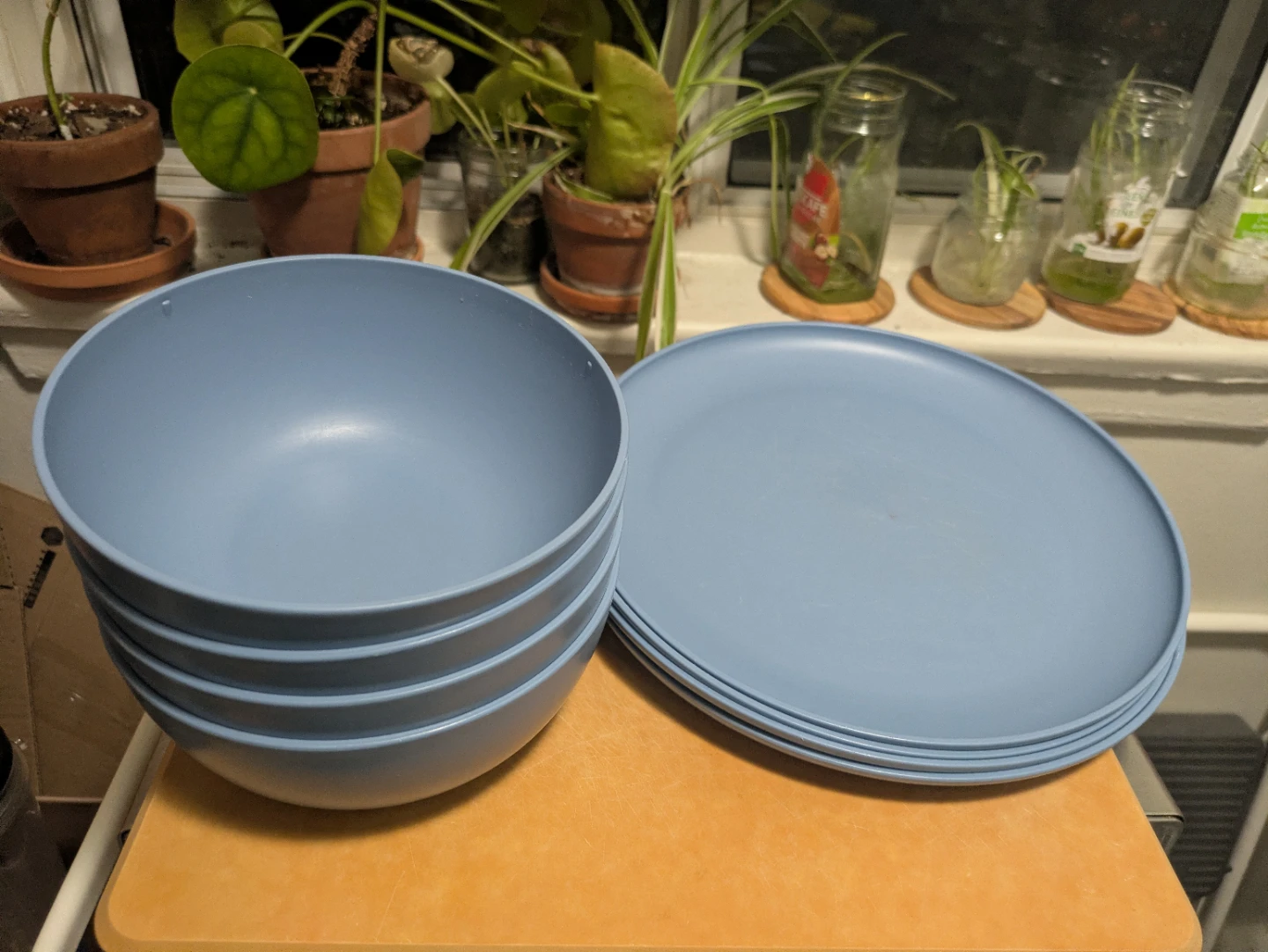 Blue Salad Bowl Set and Plates