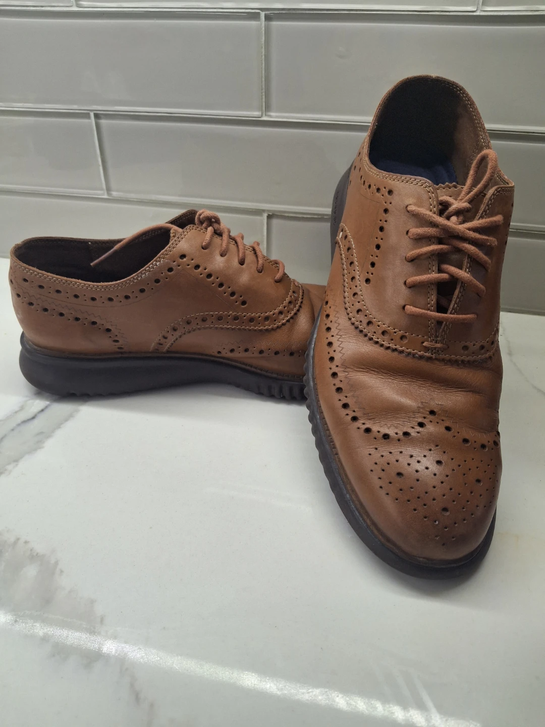 Cole Haan Men's 10M Brown Leather Wingtip Shoes