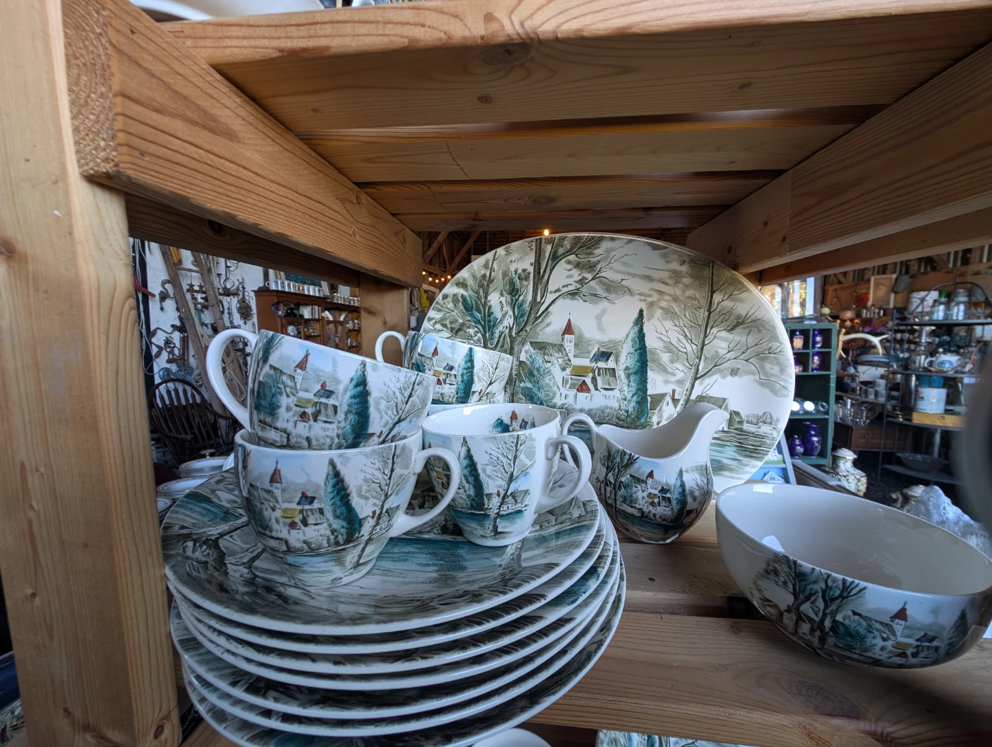 Vintage Village Scene China Set - 6 Cups & 6 Saucers - photo 3