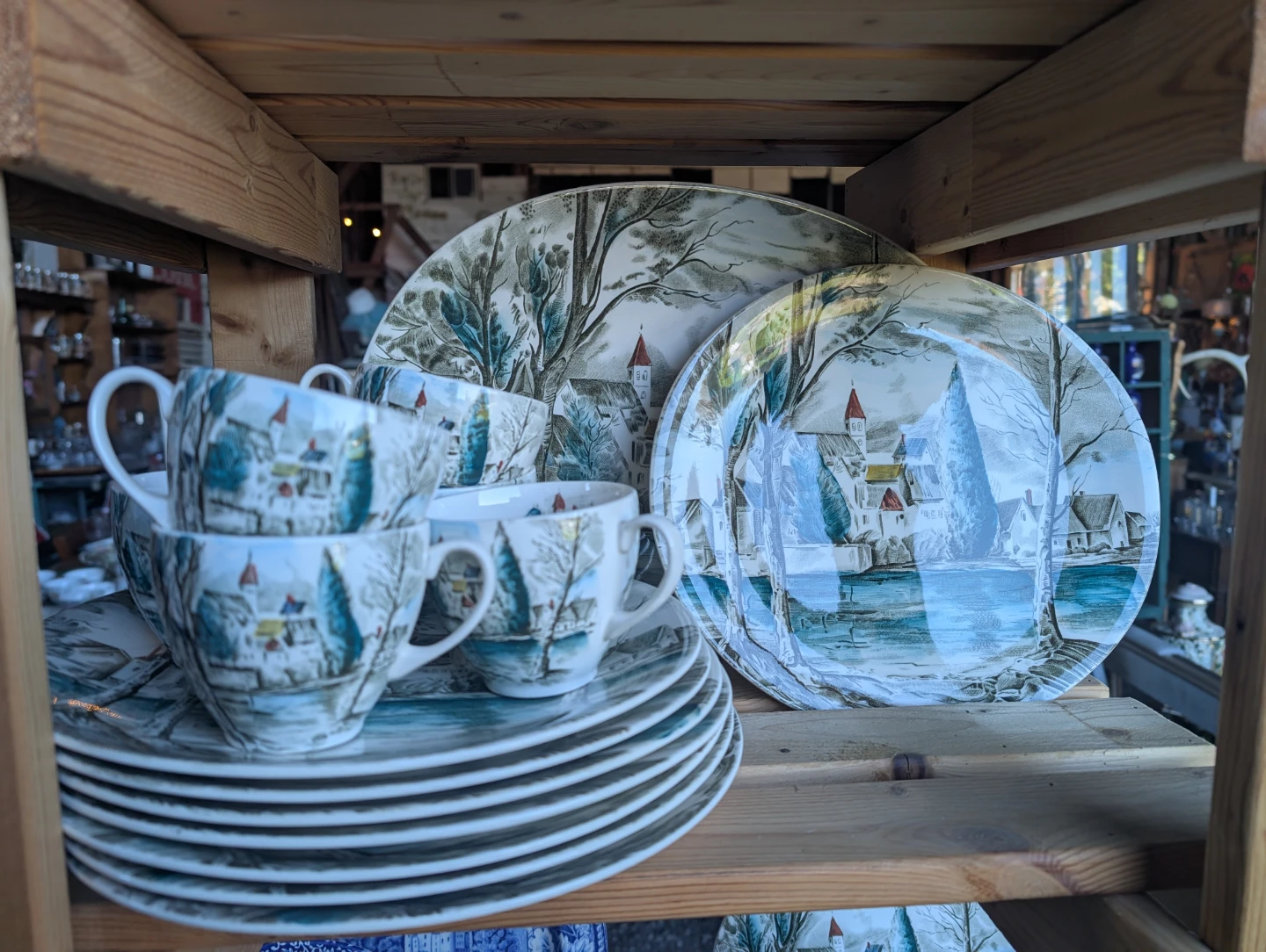 Vintage Village Scene China Set - 6 Cups & 6 Saucers - photo 5