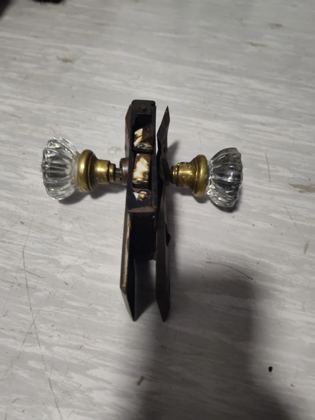 Antique Glass Door Knob Set with Lock Mechanism - photo 2