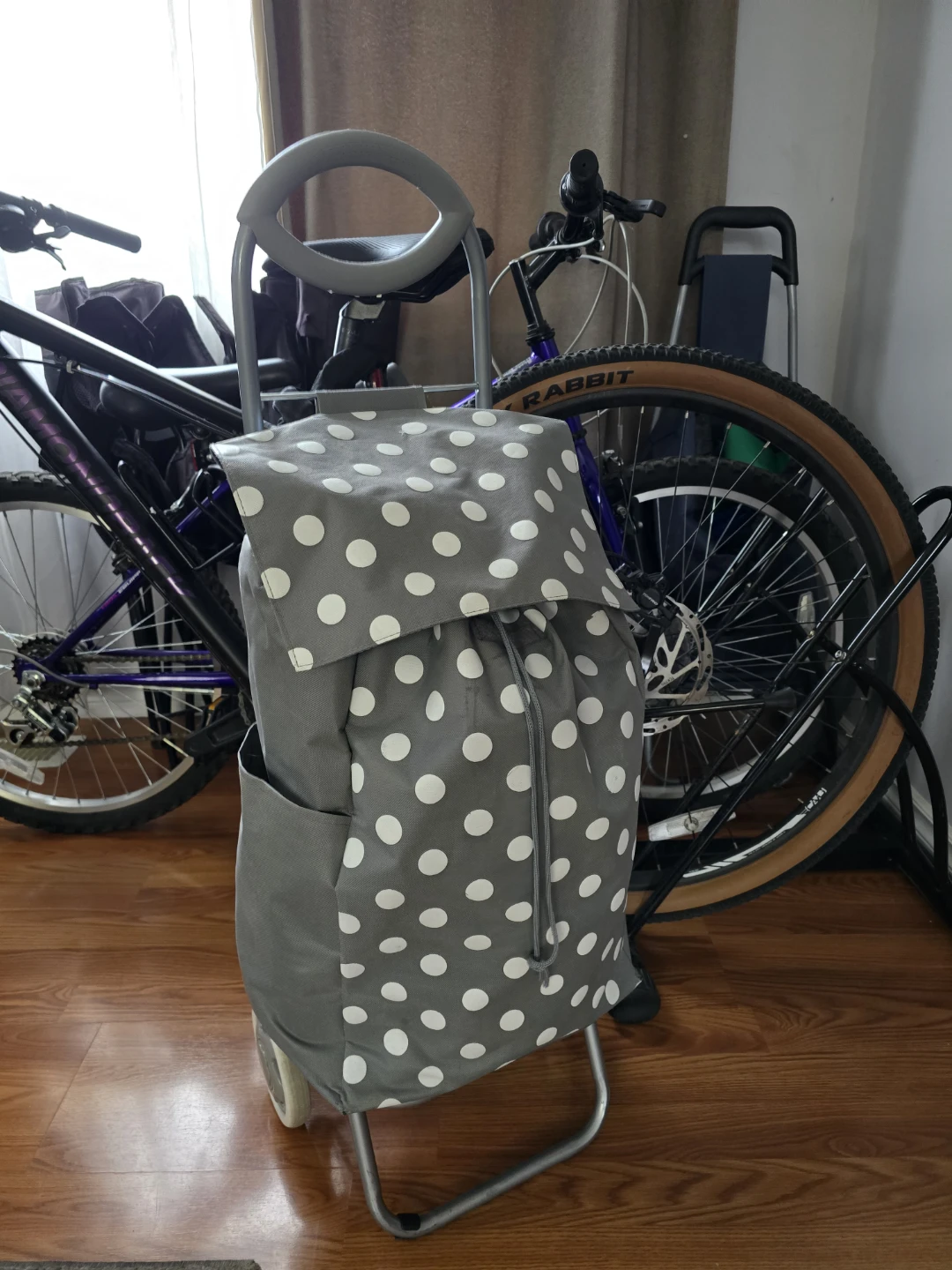 Grey Polka Dot Wheeled Shopping Trolley - photo 2