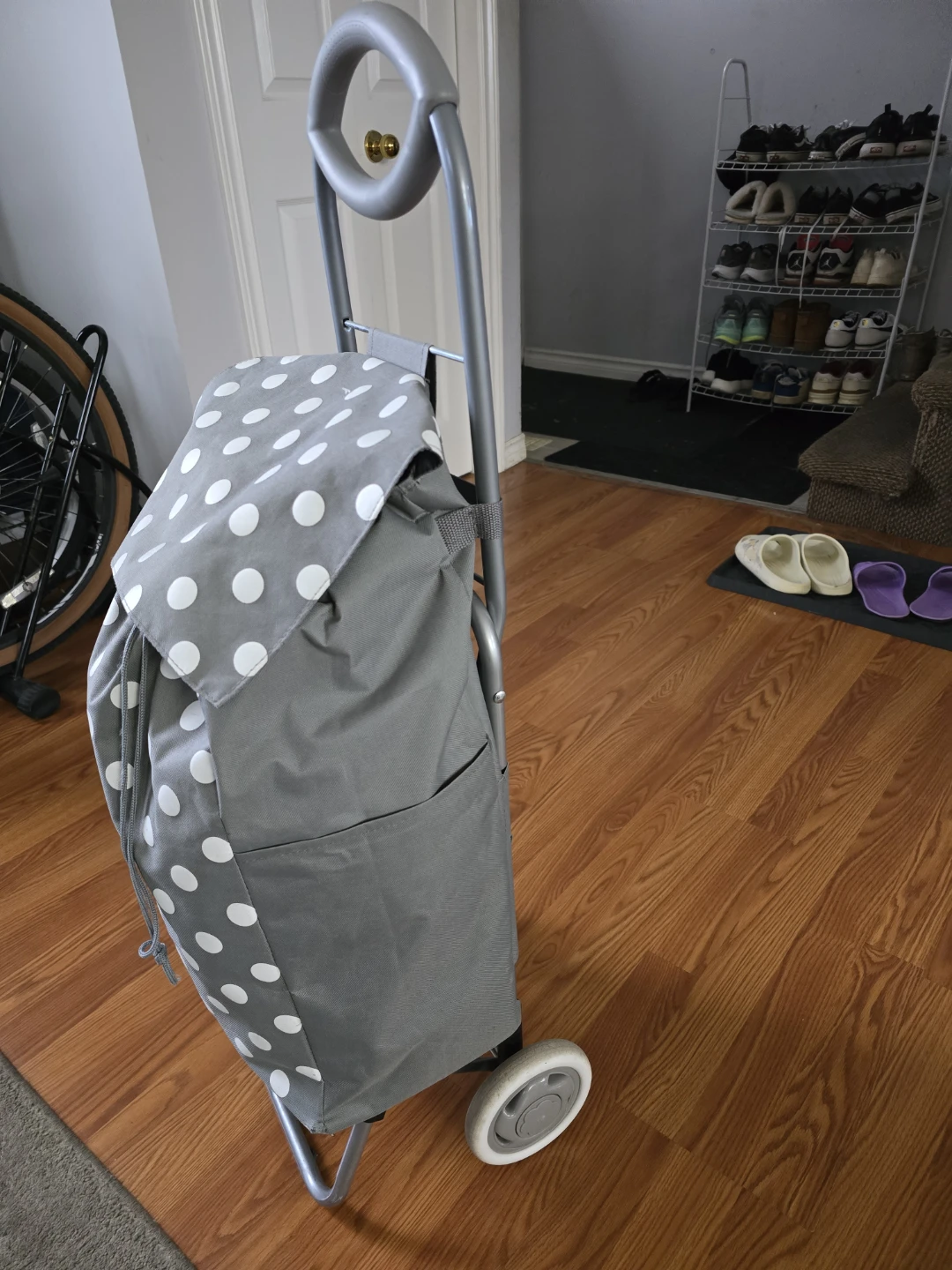 Grey Polka Dot Wheeled Shopping Trolley - photo 3