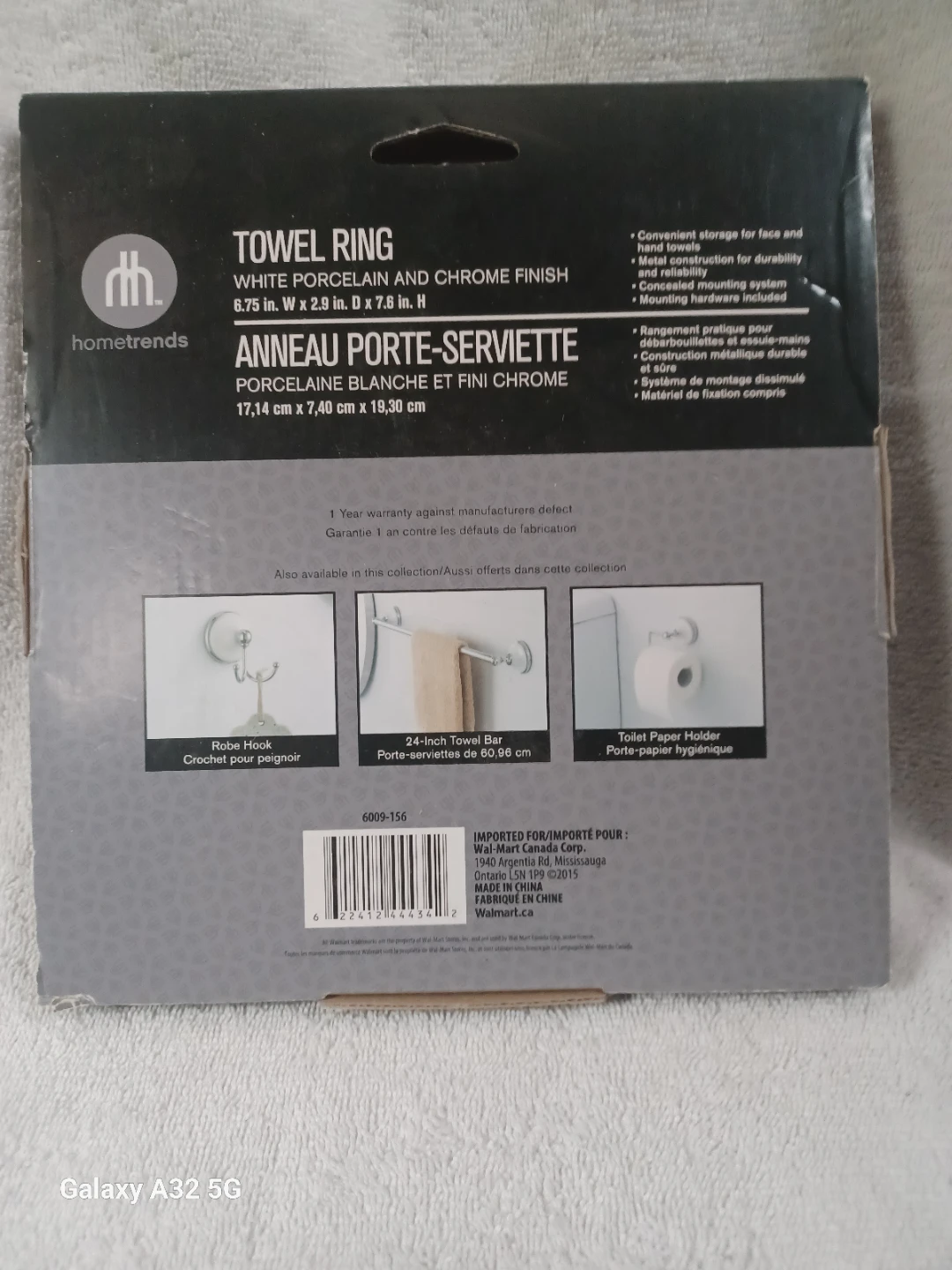 Hometrends White Porcelain and Chrome Towel Ring - photo 2