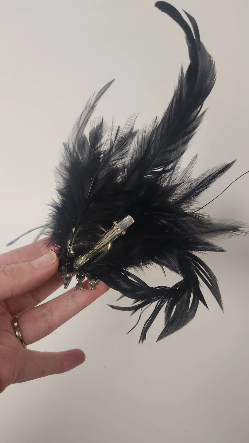 Hand made Black Feather Clip/facinator with Rhinestone Accent - photo 2